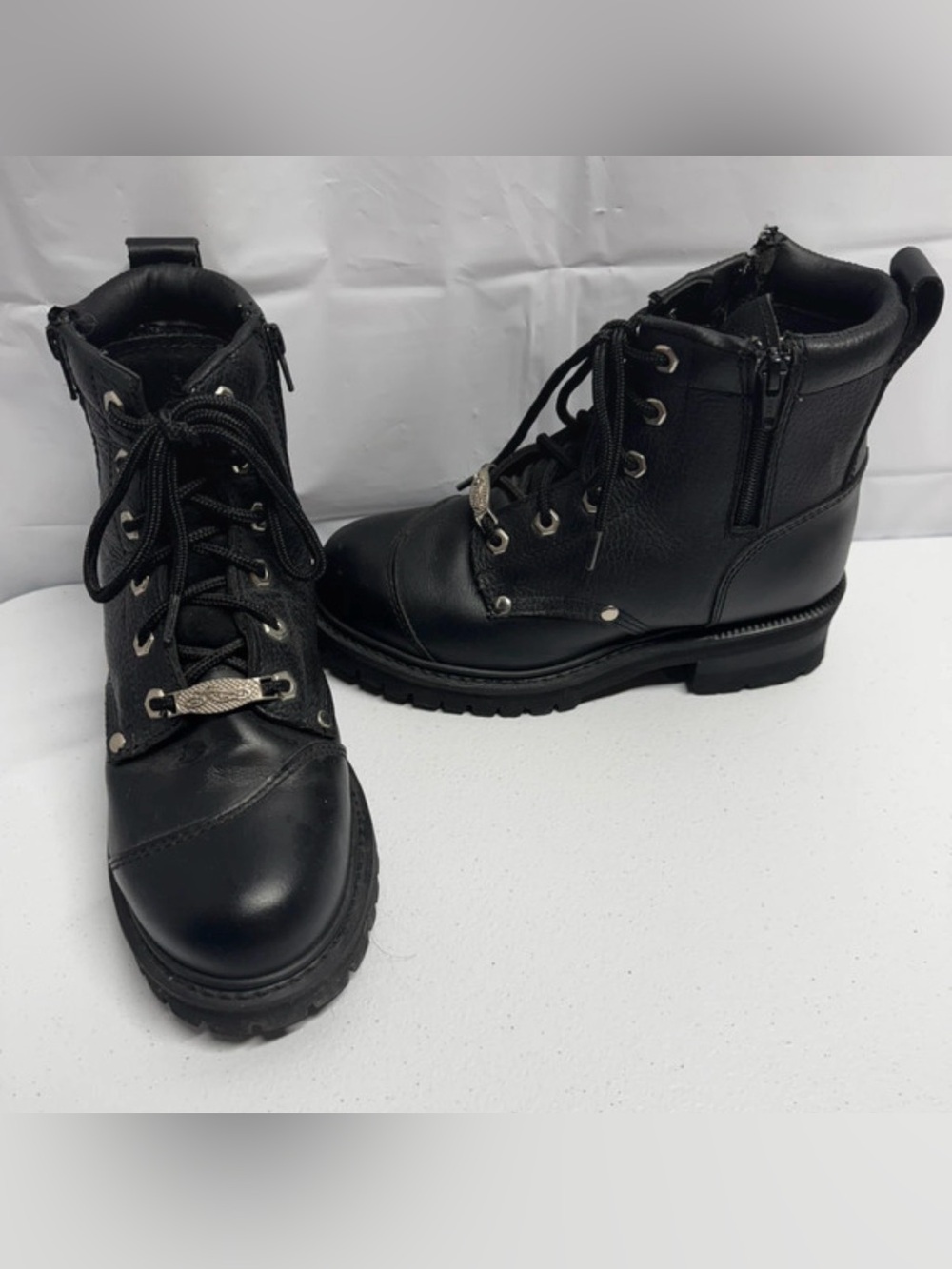 River Road Women’s Motorcycle Leather Boots Black Size 8